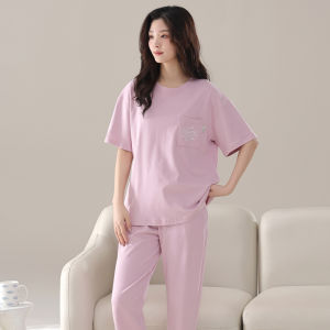 Bộ đồ ngủ nữ MiiOW Cat Person bằng cotton tay ngắn cổ tròn thoải mái thoáng khí - mùa hè