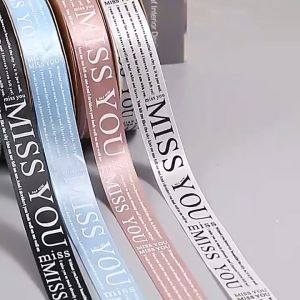 Cuộn ruy băng chữ MISS YOU 2.5 cm dài 45m dùng gói quà handmade trang trí decor hoa