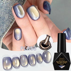 เจลทาเล็บแม่เหล็กสีทองน้ำนม 10 มล. สำหรับทำเล็บสไตล์พังก์ เนื้อเจลใสแบบน้ำ กลิตเตอร์สีทอง ล้างออกได้ด้วยน้ำยาล้างเล็บ ใช้กับหลอดไฟยูวีและแอลอีดี