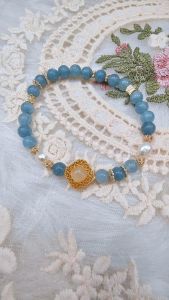 Ready Stock SG - Icy Blue Jade Baroque Pearl Oriental Crystal Bracelet Handmade Natural Healing Crystal Bracelets