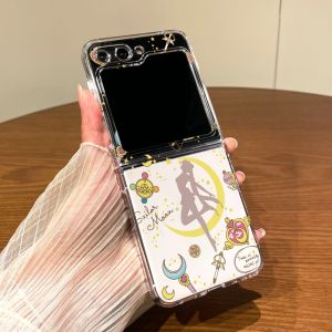 Applicable to Samsung Zflip6 Phone Case Foldable Screen Sailor Moon New Arrival Zflip5 Phone Case Minimalist All-Inclusive Drop-Resistant W24flip Transparent Hard Case Zflip4 Protective Case Zflip3 High