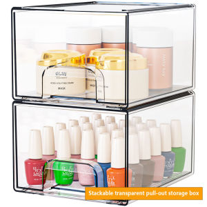 2/4 PCS Acrylic table organizer box Drawer type stackable and organizer Transparent plastic storage box household items
