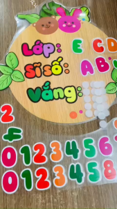 Sĩ số lớp vắng (hình tròn) đã được ép nhựa kèm số chữ cái và nhám gai