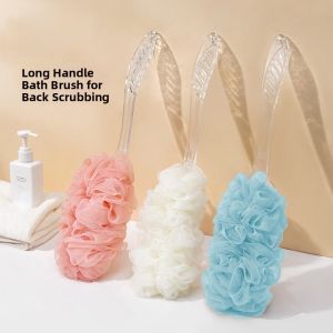 Crystal Long Handle Bath Scrubber Adult Dirt Removal Bath Flower Shower Cleaning Tool Back Exfoliating Towel Body Brush