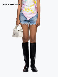 ANN ANDELMAN | Embroidered High-Waist A-Line Denim Shorts