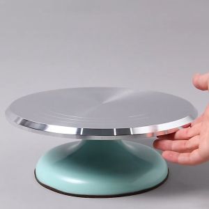 10/12 Inch Heavy-Duty Pastel Aluminum Alloy Cake Turntable Sturdy & Smooth Rotating Non-Slip Silicone