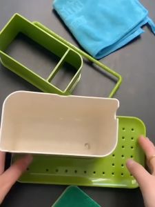 3 in 1 kitchen sink organizer for storing dishwashing liquid brushes rags soap sponges etc.
