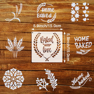 [T] 9-piece Reusable Bread Baking Template 5.9 X 5.9 Inches - For Artistic Decoration Baking Decoration Template