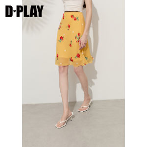 D-PLAY | Chân Váy Dài Phong Cách Cá Chép Chấm Bi Vàng Cho Mùa Hè