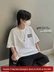 Boys Loose Fit Short Sleeve T-Shirt Pure Cotton Half Sleeve Summer Trendy Cool Childrens Casual round Neck Print Top