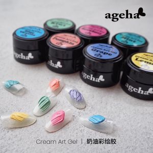 กาวเนยยี่ห้อ Ageha แบบนูนเนื้อเพ้นท์เพ้นท์เล็บเจลบำบัดด้วยแสงกาวสามมิติแบบหนากาวสี LED