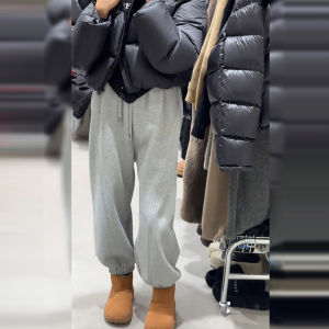 Casual Harlan Pants Womens Drawstring Windproof Warm Drapey Cuffed Sweatpants Loose Grey Autumn Winter New Arrival