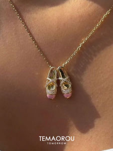 Elegant Original Design Ballet Shoe Necklace Rhinestone Sweater Chain Luxury Clavicle Accessory for Women Fashion Jewelry