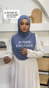 ALNOOR Tudung Sarung Twist 2 Saat Premium Mosscrepe Sulam Tabur Labuh