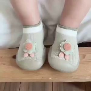 Cherry.Shop รองเท้าหัดเดินเด็ก พื้นยางซิลิโคน รองเท้าเด็กกันลื่น พร้อมส่ง