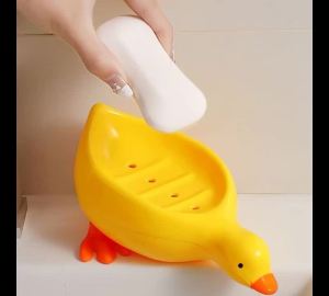 Cute Duck-shaped Soap Tray Self-draining Soap Rack Creative Rack for Shower Bathroom Kitchen Tub Sink Tray Bathroom Accessory