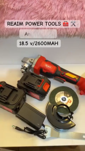REAIM Brushless Cordless Angle Grinder 21V 2 IN 1 Cutting Grinding Polisher Rechargeable Lithium Battery with Full Accessories & Protective Box for Metal Work Auto Repair DIY