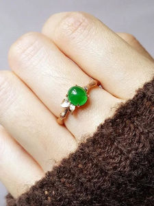 Jade Inlaid Sterling Silver Ring Vintage Style