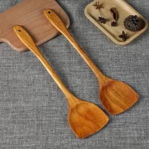 Bamboo and Wood Shovel Chinese Kitchen Spatula 39cm Non Stick Pan Long Handle Wooden Shovel Kitchen Cooking Tools Spatula