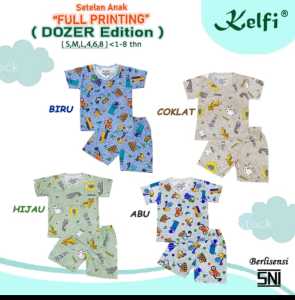 Kelfi Baju Setelan Full Printing Anak Cowok / Stelan Usia 0-12 bulan / 1-2 tahun / 2-3 tahun / 3-4 tahun / 5-6 tahun 7-8 tahun Dozer Edition Kelfi.id
