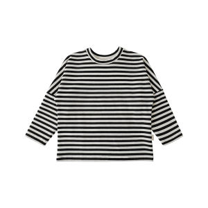 Spring Autumn Stripe Long Sleeve Girls T Shirt Versatile Base Layer Shirt Stylish Cotton Blend Fabric round Neck Children Top