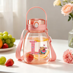 Potdemiel | Bình Nước Thể Thao Di Động Capibara 1300ml Dung Tích Lớn Dành Cho Nam & Nữ In Chữ Anime Thời Trang Học Sinh Quà Tặng