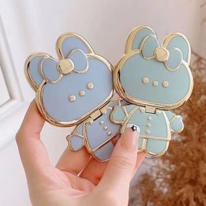 Universal Desk Phone Holder Stand Plating Portable Foldable Cartoon Make-up Mirror Phone Bracket
