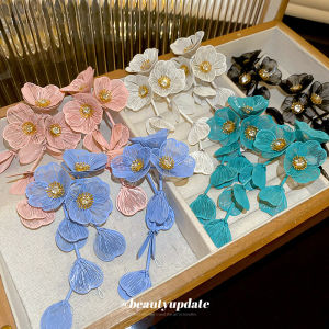 Zirconia Steel Needle Earrings with Sweet  Style Exaggerated Fashion Vacation Style Ear Studs