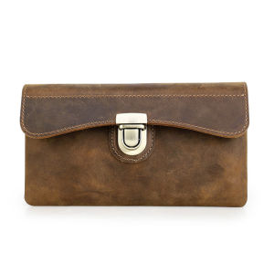 Hiram Men Real Leather Retro Crazy Horse Leather Mobile Waist Bag RFID Protection Multifunctional Mortise Lock Waist Bag