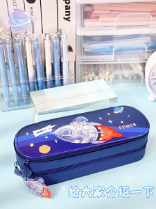 Tempat Pensil l Kotak Pensil l Pencil Case l 2 Layer Pensil Case Planet Space l Pensil Case