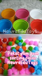Paket POMPOM SORTING COLOR 6 warna - mainan edukasi anak montessori