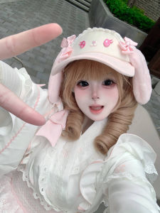 Handmade Original Large Head Size Sun Hat UV Protection Cute Rabbit Design for Lolita Girls Customized Anime Themed Accessory