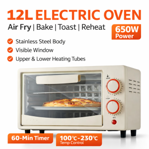 12L Small Toaster Oven Stainless Steel Electric Countertop Mini Oven Air Fry Bake Roast Toast Reheat Compact