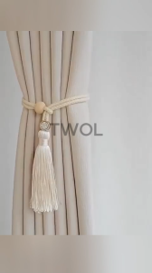 TWOL SHOP 1pair Handmade Wooden Bead Tassel Curtain Tieback Tali Pengikat Langsir Gaya Minimalis Mewah