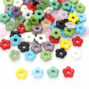 1Pc 16mm Colorful Glazed Flower Vintage Big Hole Beads Charms for Jewelry Making DIY Bracelet Necklace Crafts Accessories