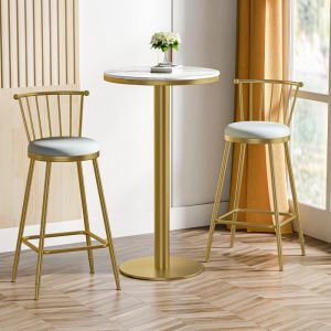Nordic Minimalist round Table Milk Tea Shop Bar Counter Home Bar Modern Balcony High Leg Table And Chair Combination Gold