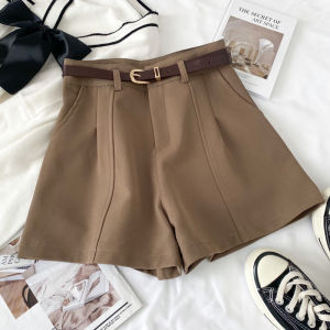 Slimming High Waist Wide Leg Suit Shorts Casual Pants Belted Womens Fashion Pure Color Summer New Arrival Casual Trousers