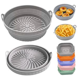 S&S 8 Inchs Foldable Silicone Bowl Air Fryer Silicon Baking Pan For Philips Air Fryer Accessories Baking Pan Foldable Cake Basket Air Fryer Paper Alternative Recyclable Environmentally healthy Air Fryer Basket