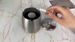 1 Chiếc Gạt Tàn Thuốc Lá Bằng Thép Không Gỉ Có Nắp Đậy Chống Gió Di Động Ngoài Trời Xì Gà Tro Giá Đỡ Để Bàn Hút Thuốc Phụ Kiện