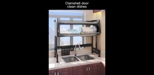 LEARED Kitchen Dish Cabinet Rack Dustproof Sink Rack With Cabinet Door Multi-functional Plate Drying Storage Kitchen Organizer