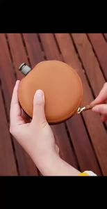Keith 130ml Pure Titanium Flask Portable Bottle with Leather Cover for Camping Travel Ti9303 Gift for Men Women