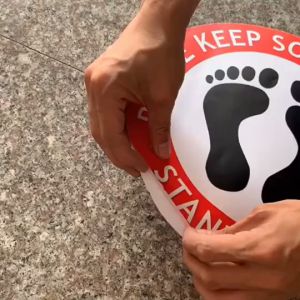 10cm Stiker Jaga Jarak Social Distancing & 24cm Waterproof Stiker Lantai Jaga Jarak Silahkan Antri Disini