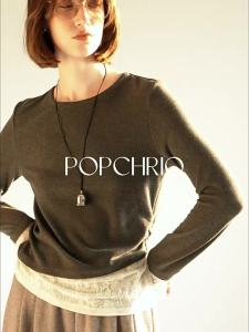 POPCHRIO | Áo Thun Lót Nữ Thiết Kế Voan Ren Giả Cashmere