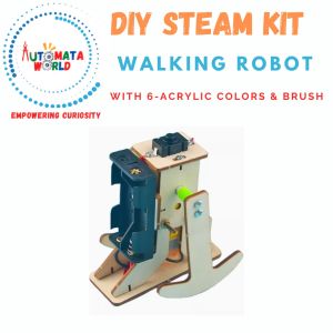 Automata World Walking Robot DIY Kit DIY STEAM Kit Children Party gift STEM toy with coloring set for kids