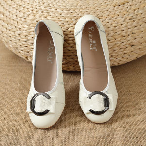 Leather Flat Heel Single Shoes Soft Bottom Casual Shoes for Middle Aged And Elderly Women Spring Summer Real Leather Mom Shoes