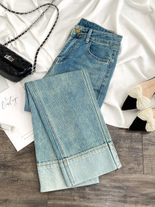 High Waist Straight Leg Jeans Womens Autumn New Style Slimming Hip Covering Nine Points Small Size Smoke Tube Pants