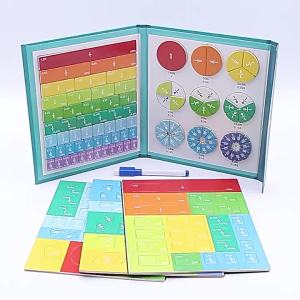 2025 Bảng xếp hình nhận biết phân số di động có thể gập lại cho trẻ em   Sách học tập cho bé về phân số từ tính