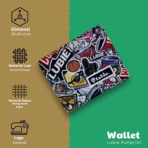 LUBIE Dompet Lipat Pria Kanvas x Kulit PU Print
