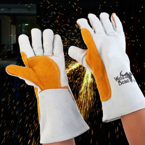Welder Wear-resistant and Heat-insulating Protective Cowhide Gloves Double-layer Reinforced Welding Gloves
