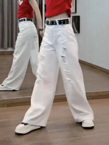 Spring Autumn Slim Fit Denim Jeans Womens Loose Slimming Drapey Straight Casual Pants White Long Trousers High Waist Thin Fabric